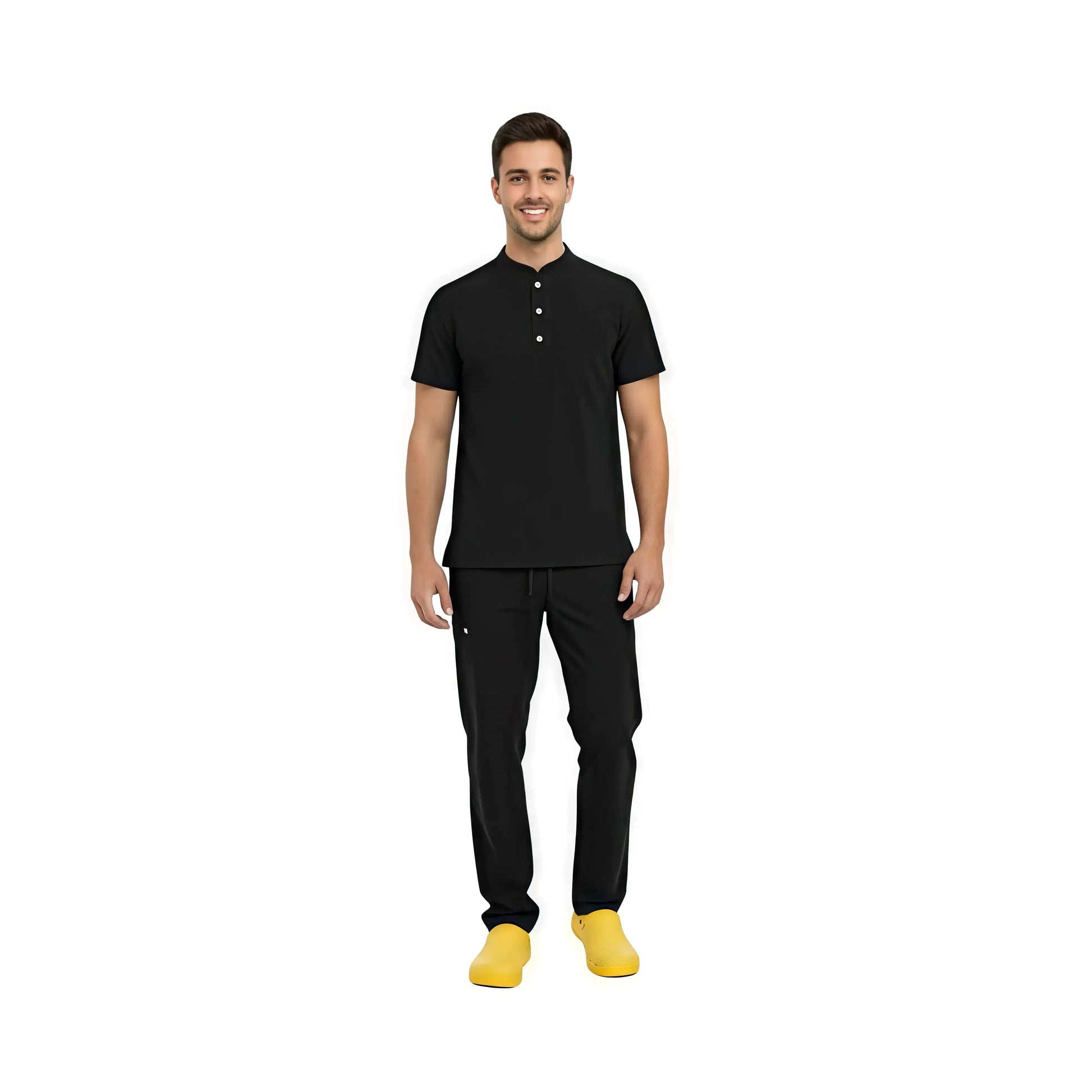Soft breathable fabric black nurse scrubs for all-day comfort